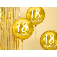 Folieballon '18th Birthday' Goud (45cm)