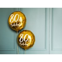 Folieballon "80th Birthday" Goud (45cm)
