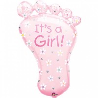 SuperShape Pink Foot It's a Girl Foil Balloon (82cm)