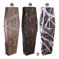 Halloweendecoratie Staand: Doodskist met Spinnenweb (160cm)