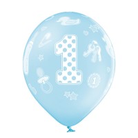Standaard ballonnen-D11- 1st Birthday Boy (6st assorted)