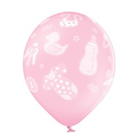 Ballons Standards (30cm) - Anniversaire 1 An Fille - 6 pcs. ass.