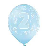 Standaard Ballonnen (30cm) - Verjaardag 2 Jaar - 6 stuks ass.