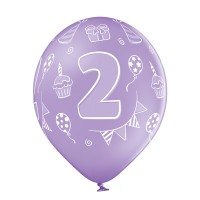 Standaard ballonnen-D11- 2st Birthday (6st assorted)