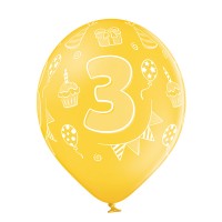 Ballons Standards (30cm) - Anniversaire 3 Ans - 6 pcs. ass.