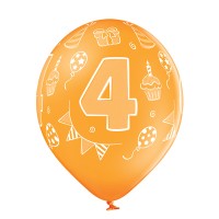 Standaard ballonnen-D11- 4th Birthday (6st assorted)
