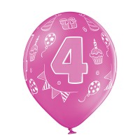 Standaard ballonnen-D11- 4th Birthday (6st assorted)