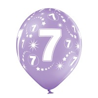 Standaard Ballonnen (30cm) - Verjaardag 7 Jaar - 6 stuks ass.