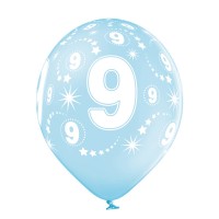 Standaard ballonnen-D11- 9th Birthday (6st assorted)