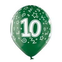 Standaard ballonnen-D11- 10th Birthday (6st assorted)
