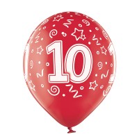 Standaard Ballonnen (30cm) - Verjaardag 10 Jaar - 6 stuks ass.