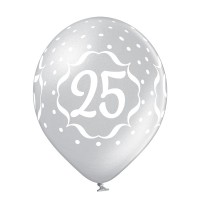 Ballons Standards (30cm) - Anniversare 25 Ans - 6 pcs. ass.