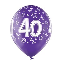Standaard Ballonnen (30cm) - Verjaardag 40 Jaar - 6 stuks ass.
