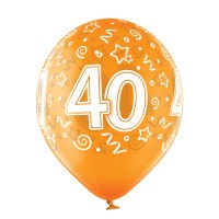 Standaard Ballonnen (30cm) - Verjaardag 40 Jaar - 6 stuks ass.