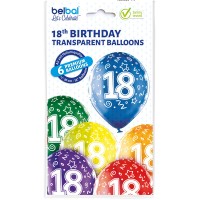 Standaard Ballonnen (30cm) - Verjaardag 18 Jaar - 6 stuks ass.