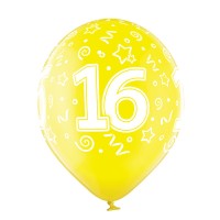 Standaard ballonnen-D11- 16th Birthday (6st assorted)