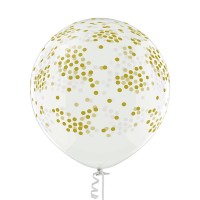Grote ballon (60cm) print "confetti" transparant
