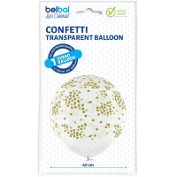 Grote ballon (60cm) print "confetti" transparant