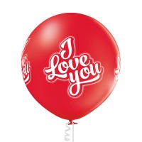 Grote ballon (60cm) print "I Love You" rood
