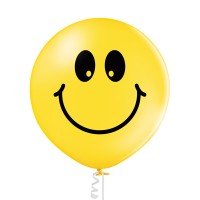 Grote ballon (60cm) print "Smiley" warm geel