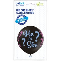Grote ballon (60cm) print: "He of She?" zwart