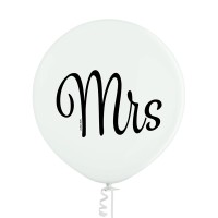 Grote ballon (60cm) print "Mrs" wit