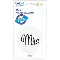 Grote ballon (60cm) print "Mrs" wit