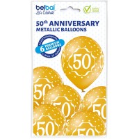 Standaard Ballonnen (30cm) - Gouden Jubileum 50 Jaar - 6 stuks ass.