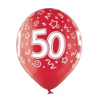 Standaard Ballonnen (30cm) - Verjaardag 50 Jaar - 6 stuks ass.