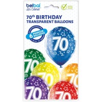 Standaard Ballonnen (30cm) - Verjaardag 70 Jaar - 6 stuks ass.