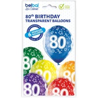 Standaard ballonnen-D11- 80th Birthday (6st assorted)