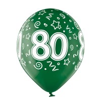 Standaard Ballonnen (30cm) - Verjaardag 80 Jaar - 6 stuks ass.