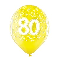 Standaard ballonnen-D11- 80th Birthday (6st assorted)