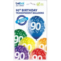 Standaard Ballonnen (30cm) - Verjaardag 90 Jaar - 6 stuks ass.