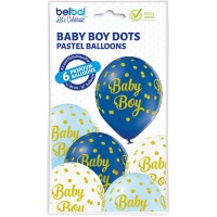 Standaard ballonnen-D11- Baby Boy Dots (6st assorted)