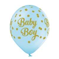 Standaard Ballonnen (30cm) - Baby Jongen Dots - 6 stuks ass.