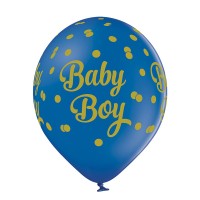 Standaard Ballonnen (30cm) - Baby Jongen Dots - 6 stuks ass.