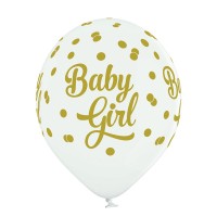 Standaard ballonnen-D11- Baby Girl Dots (6st assorted)