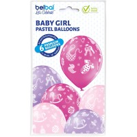 Standaard ballonnen-D11- Baby Girl (6st assorted)