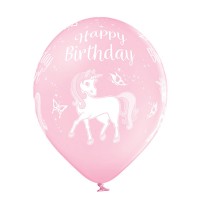 Standaard Ballonnen (30cm) - Verjaardag Eenhoorn - 6 stuks ass.
