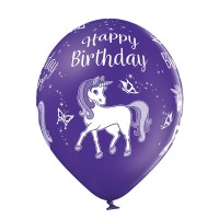 Standaard Ballonnen (30cm) - Verjaardag Eenhoorn - 6 stuks ass.