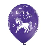 Standaard ballonnen-D11- Birthday Unicorn (6st assorted)