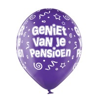Standaard Ballonnen (30cm) - Geniet Van Je Pensioen - 6 stuks ass.