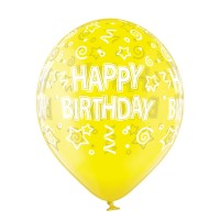 Standaard Ballonnen (30cm) - Happy Birthday - 6 stuks ass.