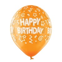 Standaard ballonnen-D11- Happy Birthday (6st assorted)
