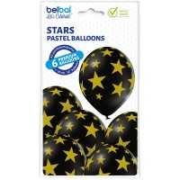 Ballons Standards (30cm) - Étoiles noires - 6 pcs. ass.