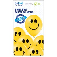 Standaard Ballonnen (30cm) - Smileys Geel - 6 stuks