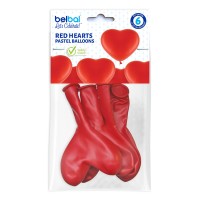 Standaard hartballon (28cm) rood (6st)