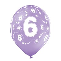 Standaard Ballonnen (30cm) - Verjaardag 6 Jaar - 6 stuks ass.