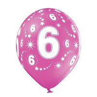 Standaard Ballonnen (30cm) - Verjaardag 6 Jaar - 6 stuks ass.